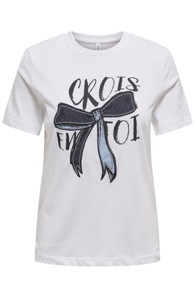 ONLEMMA LIFE REG S/S LADY TOP BOX J 15329752 BRIGHT WHITE/BOW